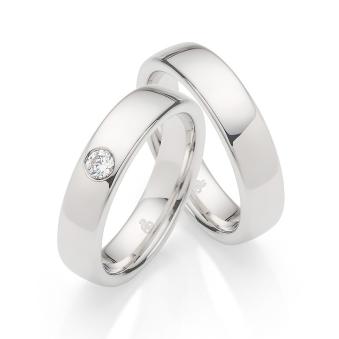 Eheringe aus Weißgold mit Diamanten in polierter Gestaltung
