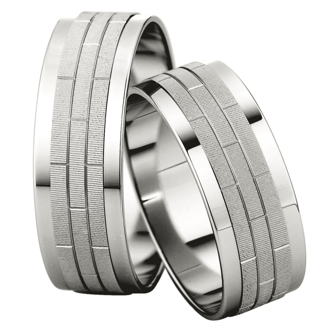 Geriffelt Trauringe Günstig Hochpoliert Ränder Weißgold Hochzeitsringe Saint Maurice 49-81538 & 49-8