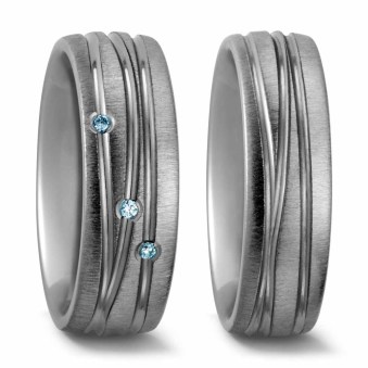 Freundschaftsring Aus Titan Mit Blauem Türkis-Stein – 3 Mm Schmal, In Größen 9-13, Für Damen & Herren