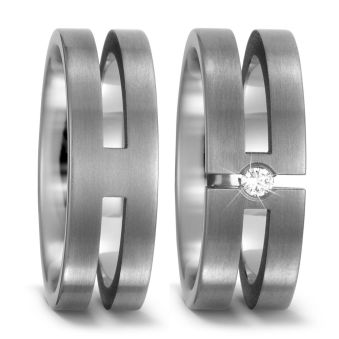 Ausgestanzt Fugen Trauringe Eheringe aus Titan mit Diamanten TitanFactory 52492