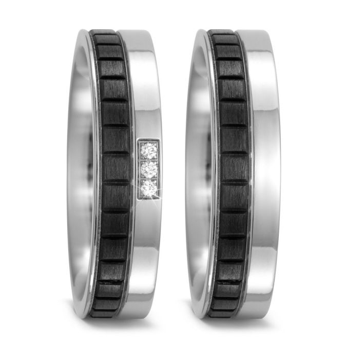  Carbon und Titan Partnerringe Eheringe mit Diamant TitanFactory 52516