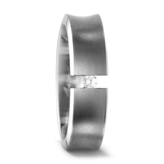 Mattiert Verlobungsring Schmuckring aus Titan mit Diamant TitanFactory 51317
