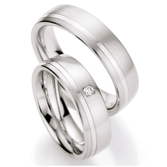 Eheringe Trauringe aus Stahl mit Diamant Ruesch Collection Nowotny 88/01230-060