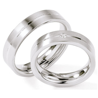 Eheringe Trauringe aus Stahl mit Diamant Ruesch Collection Nowotny 88/01280-055