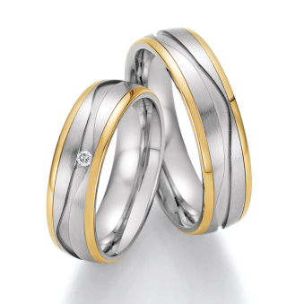 Eheringe Trauringe aus Stahl & Gelbgold mit Diamant Ruesch Collection Nowotny 88/01810-060