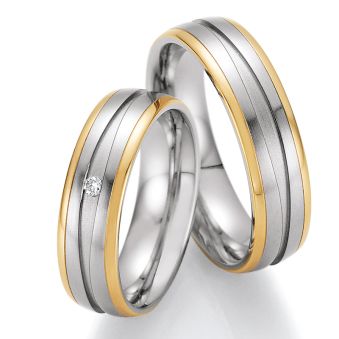 Eheringe Trauringe aus Stahl & Gelbgold mit Diamant Ruesch Collection Nowotny 88/01830-060