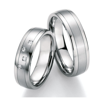 Eheringe Trauringe aus Stahl mit Diamant Ruesch Collection Nowotny 88/20010-060