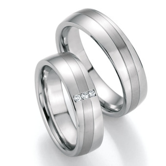 Eheringe Trauringe aus Stahl mit Diamant Ruesch Collection Nowotny 88/20050-060