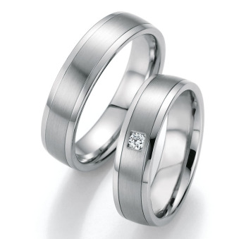 Eheringe Trauringe aus Stahl mit Diamant Ruesch Collection Nowotny 88/20030-055