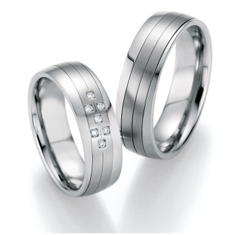 Eheringe Trauringe aus Stahl mit Diamant Ruesch Collection Nowotny 88/20170-065