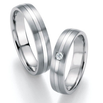 Eheringe Trauringe aus Stahl mit Diamant Ruesch Collection Nowotny 88/20130-050