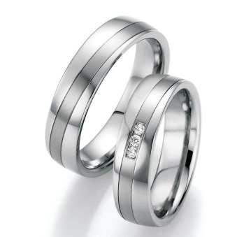 Eheringe Trauringe aus Stahl mit Diamant Ruesch Collection Nowotny 88/20090-055