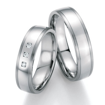 Eheringe Trauringe aus Stahl mit Diamant Ruesch Collection Nowotny 88/20110-055