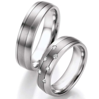 Eheringe Trauringe aus Stahl & Titan mit Diamant Ruesch Collection Nowotny 68/06040-060