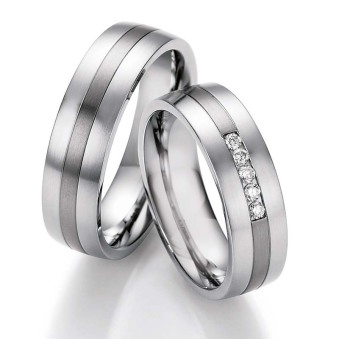 Eheringe Trauringe aus Stahl & Titan mit Diamant Ruesch Collection Nowotny 68/06060-060