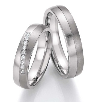 Eheringe Trauringe aus Stahl & Titan mit Diamant Ruesch Collection Nowotny 68/06110-050