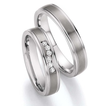 Eheringe Trauringe aus Stahl & Titan mit Diamant Ruesch Collection Nowotny 68/06130-045