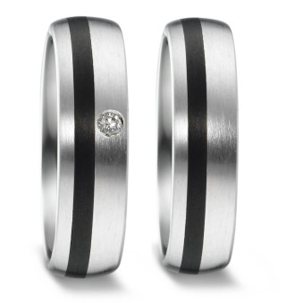 Carbon Partnerringe Eheringe mit Palladium mit einem Diamanten 62630