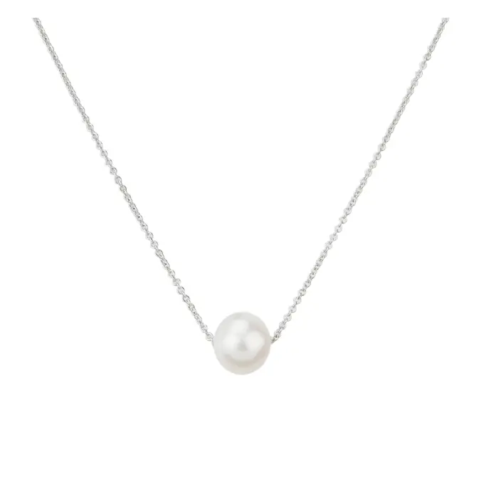 Dezente Kette aus rhodiniertem Silber 925 mit Perle