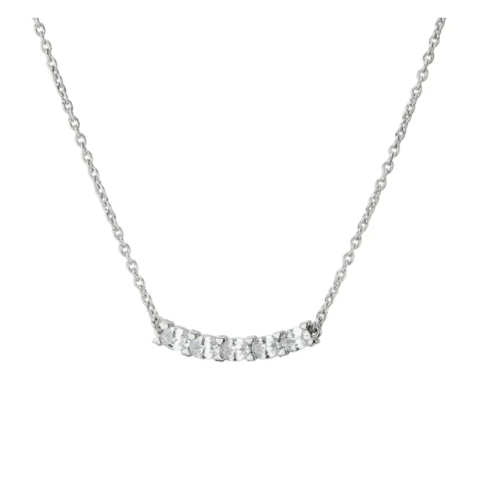 Feingliedrige Kette aus rhodiniertem Silber 925 mit 5 großen Zirkonia