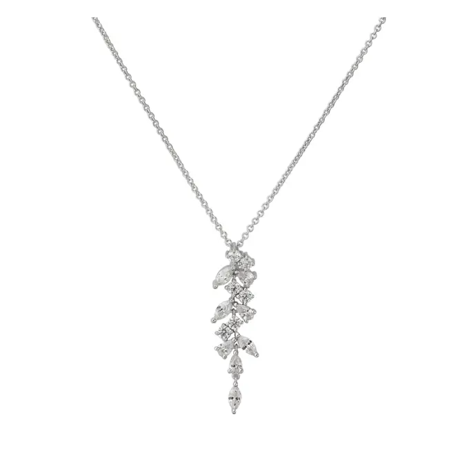 Silber 925 Kette mit Anhänger aus weißen Zirkonia und Rhodinierung