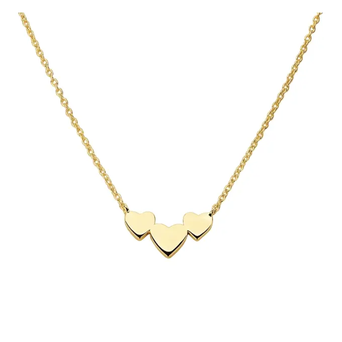 Kette aus goldplattiertem Silber 925 mit poliertem Herzmuster