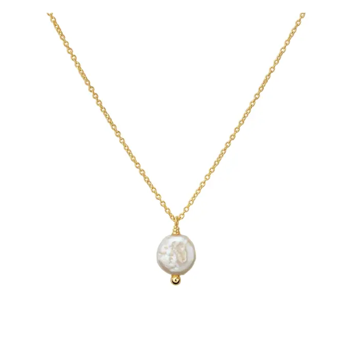 Kette aus goldplattiertem Silber 925 mit Perlmutt mit 10 mm Durchmesser