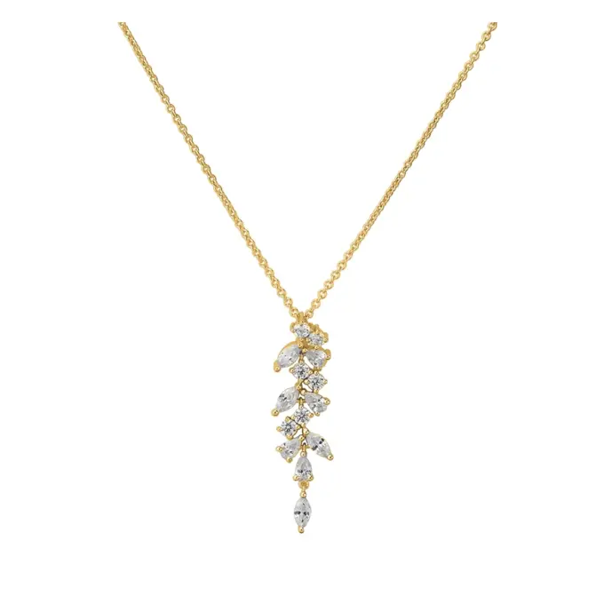 Foldplattierte Silber 925 Kette mit Anhänger aus vielen Zirkonia