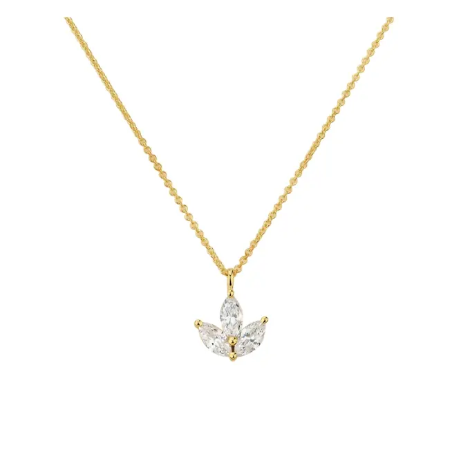 Kette aus goldplattiertem Silber 925 mit 3 Zirkonia als Blume designt