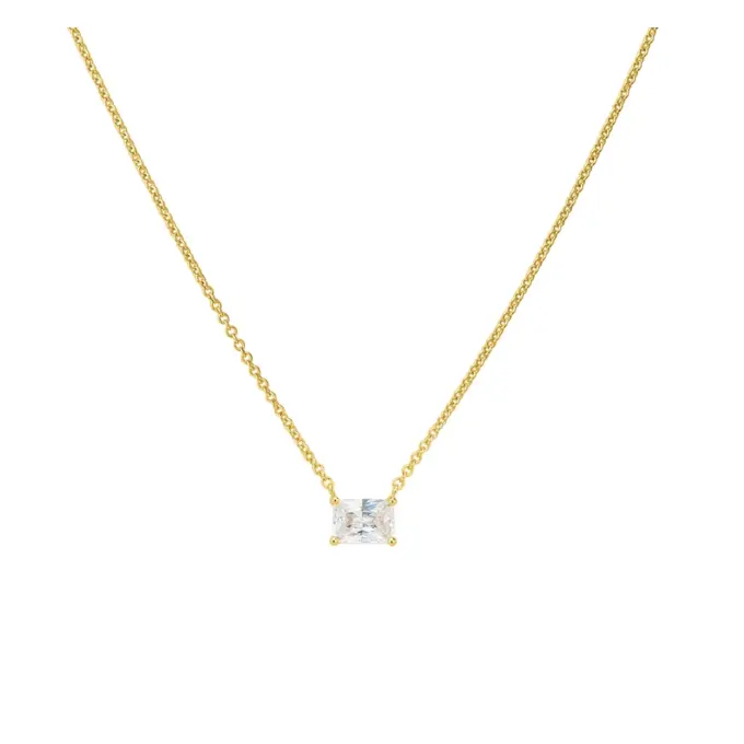 Kette aus goldplattiertem Silber 925 mit großem rechteckigen Zirkonia