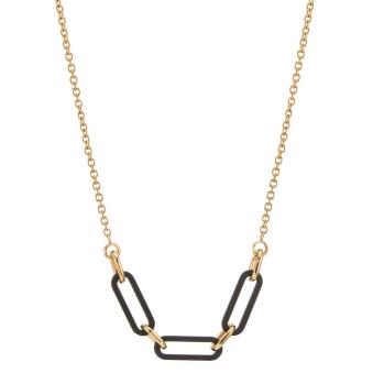 Collier aus mit 14 K Gelbgold vergoldeten Edelstahl mit drei Carbon-Segmenten