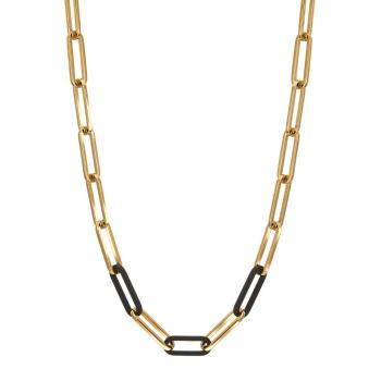 Collier aus Edelstahl mit 14 K Gelbgold und Carbon