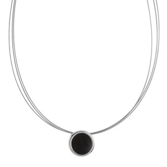 Seil-Collier aus Edelstahl mit Anhänger mit schwarzer Emaille
