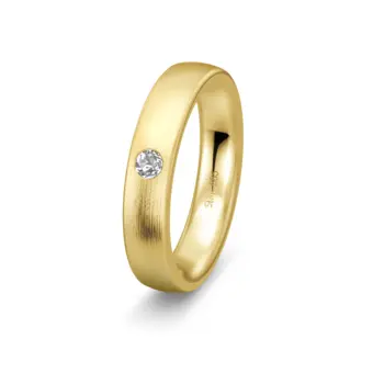 Gelbgold Verlobungsring mit Längstmattierung und 0,1 Karat Diamanten