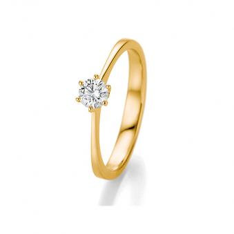 Schnörkelloser Gelbgold Verlobungsring mit wundervollem Diamanten 121110