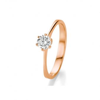 Erhabener Roségold Solitairering mit Polierung und Diamanten 121114