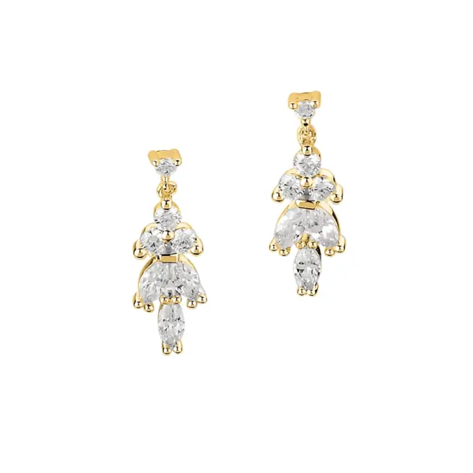 goldplattierte Silber 925 Ohrhänger mit vielen Zirkonia