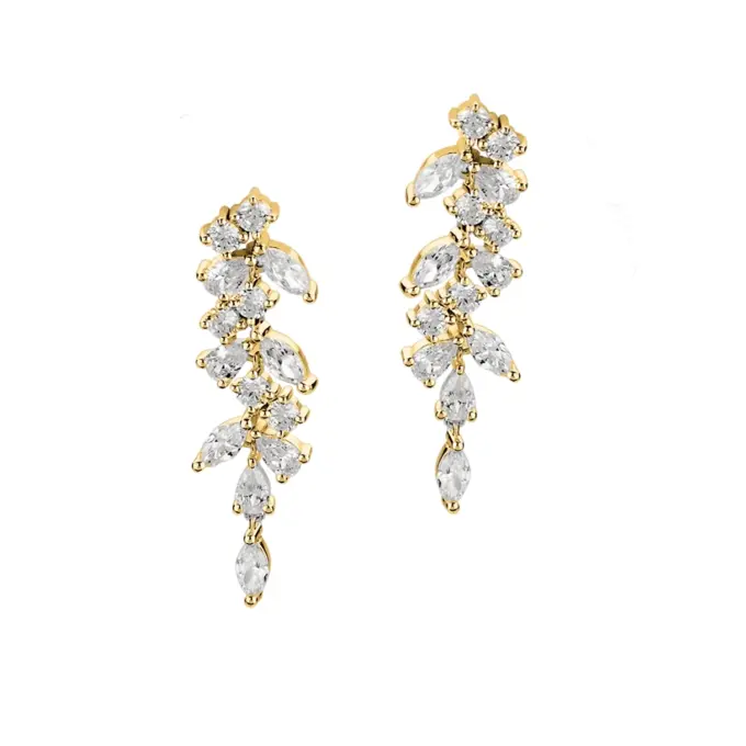 Silber 925 Ohrhänger mit Golplattierung und vielen Zirkonia