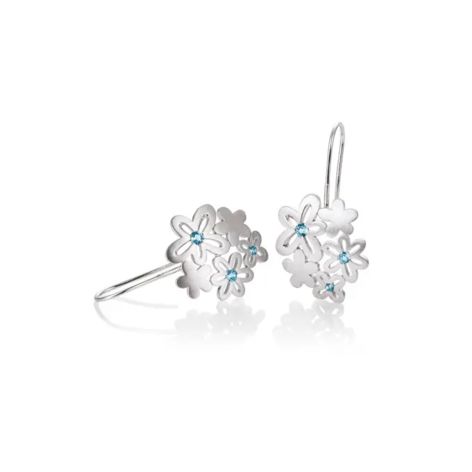 Ohrstecker aus Silber 925 mit Blumen Muster und 4 Topasen