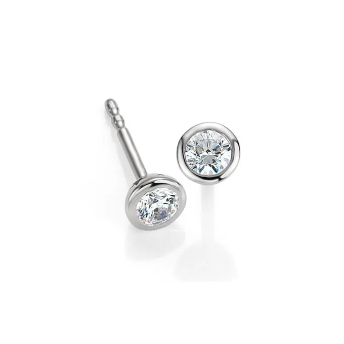Ohrstecker aus rhodiniertrem Silber 925 mit Zirkonia in Zargenfassung