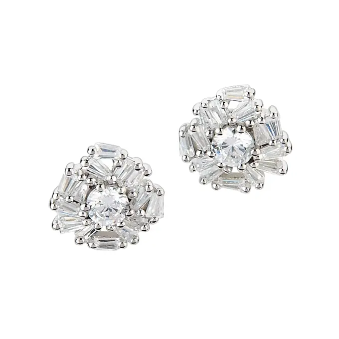 Blumig gestaltete Silber 925 Ohrstecker mit funkelnden Zirkonia