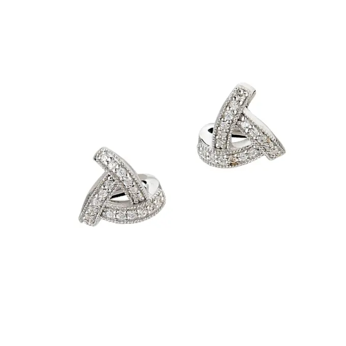 Silber 925 Ohrstecker mit vielen Zirkonia als Dreiecke gestaltet