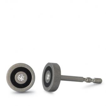 Moderne Ohrstecker mit schwarzem Ring und Diamanten 3967501
