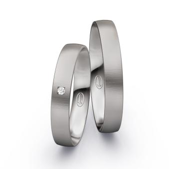 Palladium 500 Eheringe mit Diamanten und quermatter Oberfläche