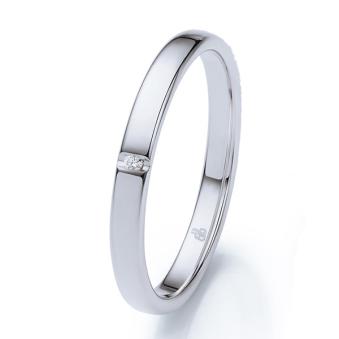 Hochpolierter Eheringe aus Platin mit einem glänzenden Diamanten 9227