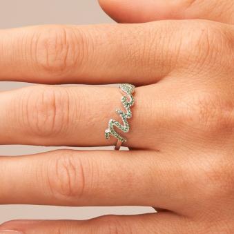 Namensring aus plattiertem Silber 925 mit Zirkonia-Steinbesatz MY025