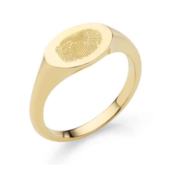 Siegelring aus goldplattiertem Silber mit Fingerabdruck