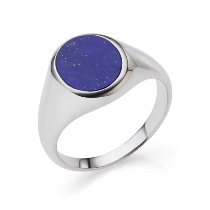 Farbiger Siegelring aus 925 Silber mit Lapislazuli-Einlage