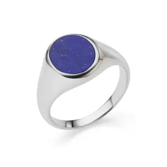 Farbiger Siegelring aus 925 Silber mit Lapislazuli-Einlage
