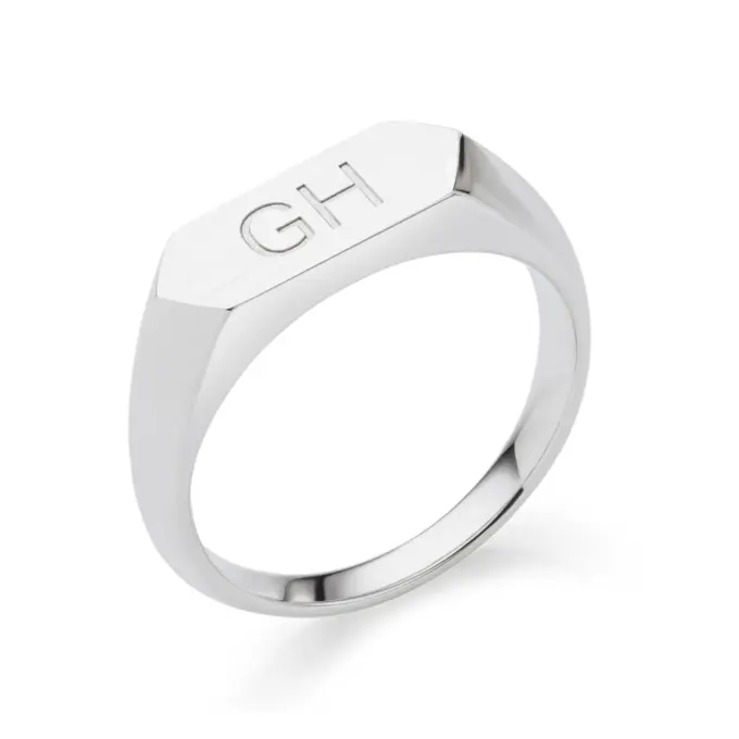 Eleganter Siegelring aus 925 Silber mit zwei Buchstaben